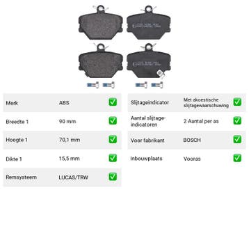Remblokken Vooras Smart Roadster 0.7 - ABS 37220, Verzenden, Nieuw, Smart