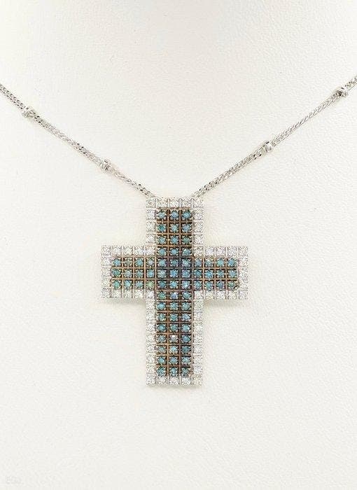 Halsketting - 18 karaat Witgoud Diamant (Natuurlijk) -, Sieraden, Tassen en Uiterlijk, Kettingen