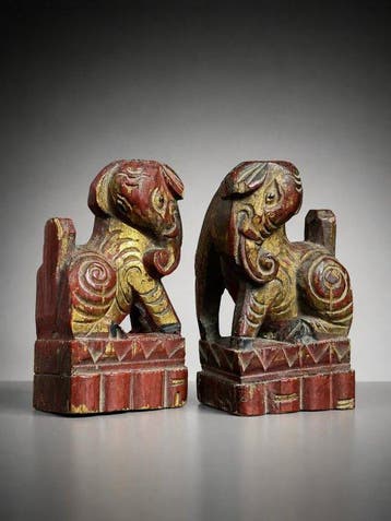 Paire déléphants (Xiang) - 19th c. - Hout, lak - China -