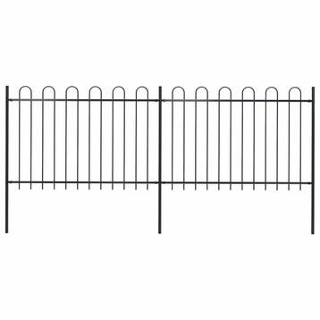 vidaXL Tuinhek met ringtop staal 337x120 cm zwart, Verzenden, Nieuw, IJzer