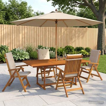 vidaXL 5-delige tuin eetset Naturel Massief Acaciahout, Verzenden, Nieuw