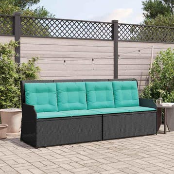 vidaXL Tuinbank Zwart poly rattan, Tuin en Terras, Verzenden, Nieuw, Rotan