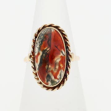 Ring - 14 karaat Geel goud - Mosagaat, Nieuw