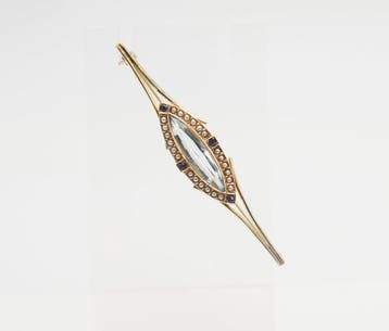 Broche - 18 karaat Geel goud Topaas - Parel