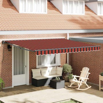 vidaXL Uitschuifbare luifel Geel en Oranje 400 × 350 cm, Verzenden, Nieuw