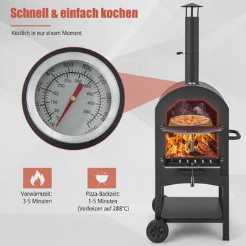 Houtgestookte Buiten Pizzaoven met Ingebouwde Thermometer, A, Verzenden, Nieuw