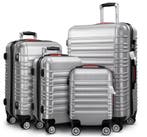 Reiskoffers Zilver 4-delig ABS met gratis accessoires, Sieraden, Tassen en Uiterlijk, Koffers, Verzenden, Nieuw