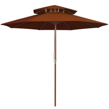 vidaXL Parasol dubbeldekker met houten paal 270 cm, Verzenden, Nieuw, Minder dan 1 meter