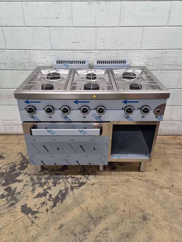 RVS MBM Dexion 6 pits Gasfornuis met oven 110 cm GAS Horeca, Ophalen of Verzenden, Nieuw in verpakking