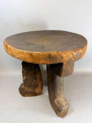 Antique three-legged stool handmade in the Jimma region -