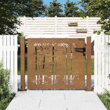 vidaXL Poort 100x100 cm bamboe-ontwerp cortenstaal, Verzenden, Nieuw