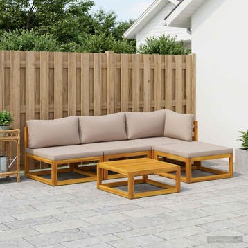 vidaXL Bankstel 5 st Naturel Massief Acaciahout, Tuin en Terras, Verzenden, Nieuw, 5 zitplaatsen