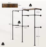 Kledingrek wandmodel 186 cm – industrieel met planken, Huis en Inrichting, Kasten | Kledingkasten, Verzenden, Nieuw
