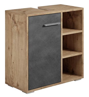 Wastafelkast Neptunus 60 x 28 x 60 cm Kastanje Grijs, Huis en Inrichting, Badkamer | Badkamermeubels, Verzenden, Nieuw, Wastafelkast
