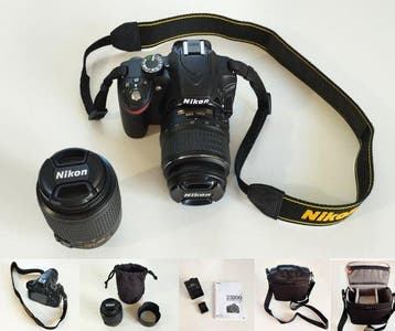 Nikon D3200 with DX AF-S Nikkor 18-55 lens & DX AF-S Nikkor, Nieuw