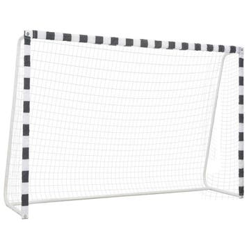 vidaXL Voetbaldoel 300x200x90 cm metaal zwart en wit, Verzenden, Nieuw