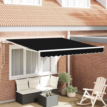 vidaXL Elektrisch zonnescherm 3 x 2,5 m Zwart 100% Polyester, Verzenden, Nieuw