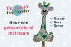 Geboortebord Giraf groen geboorteborden huren jongen, meisje, Ophalen, Zo goed als nieuw, Geboortebord