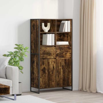 vidaXL Dressoir Rook Eik 81 x 36 x 150.5 cm Bewerkt hout, Verzenden, Nieuw, Overige houtsoorten, Minder dan 50 cm