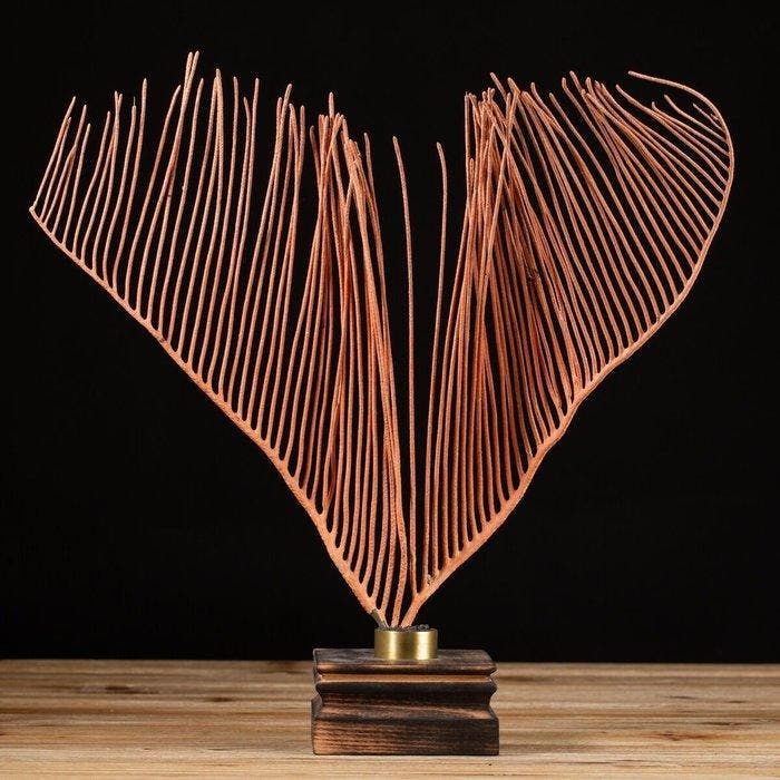 Sea Whip Coral op houten basis - Ellisella Grandis -, Antiek en Kunst, Curiosa en Brocante