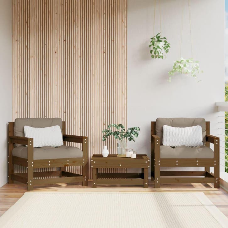 vidaXL Tuinstoelen 2 st massief grenenhout honingbruin, Tuin en Terras, Tuinsets en Loungesets, Tuinset, Nieuw, Verzenden