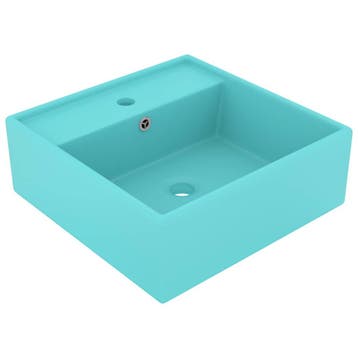 vidaXL Wastafel met overloop vierkant 41x41 cm keramiek mat, Verzenden, Nieuw