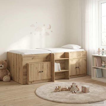 vidaXL Loft Bed Frame met Kast 3 st Artisanaal eiken Bewerkt, Verzenden, Nieuw, Bruin, Hout