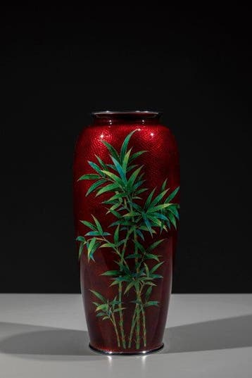 Vaas - Cloisonné - Een ginbari cloisonné vaas van bamboe