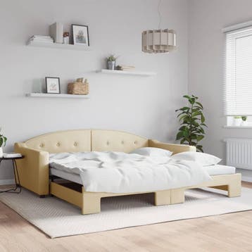 vidaXL Slaapbank met onderschuifbed 100x200 cm stof, 100 cm, Eenpersoons, Verzenden, Nieuw