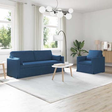 vidaXL Bankstel 2 st Blauw Stof, Verzenden, Nieuw, Stof, Minder dan 150 cm