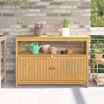 vidaXL Tuin Console Tafel met opslag Licht acacia 110 x 35 x, Tuin en Terras, Verzenden, Nieuw