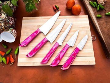 Keukenmes - Kitchen knife set - 741 - Staal, Hout,