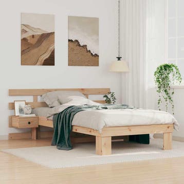 vidaXL Bedframe met hoofdeinde Bruin 90 x 200 cm Massief, Eenpersoons, Bruin, Verzenden, Nieuw