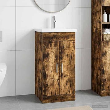 vidaXL Badkamermeubel met Wasbak Gerookt eiken 42 x 40 x, Verzenden, Nieuw
