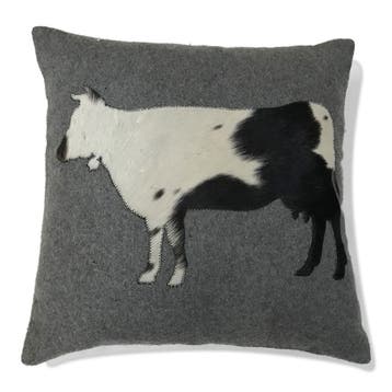 wol grijs kussen alpenkoe 45x45cm, Verzenden, Nieuw