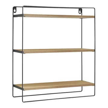 [en.casa] Wandrek Skovbo 43x37,5x11 cm zwart en houtkleurig, Huis en Inrichting, Woonaccessoires | Wandplanken en Boekenplanken