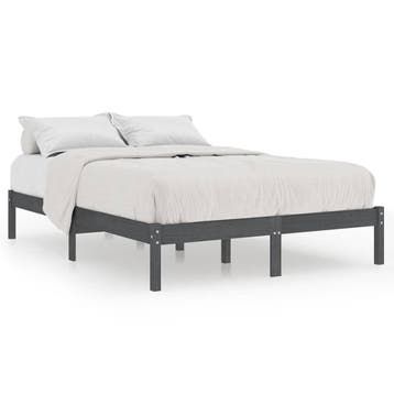 vidaXL Bedframe massief grenenhout grijs 200x200 cm, Verzenden, Overige maten, 200 cm, Grijs