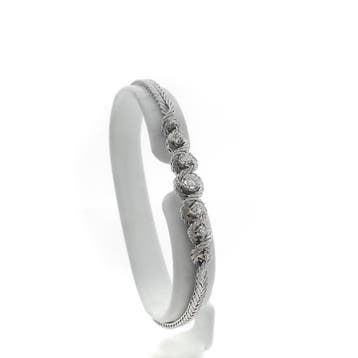 Witgouden visgraatschakel armband met diamanten; 0,42 ct., Gebruikt, Ophalen of Verzenden, Met edelsteen, Goud