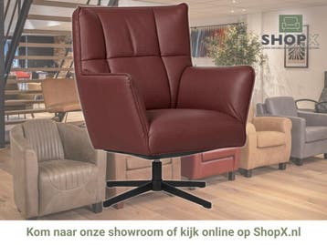 Leren draaifauteuil Lovely - Massif Rubino (donkerrood), Nieuw, Ophalen of Verzenden, 75 tot 100 cm, Eigentijds, Modern, Retro, Vintage