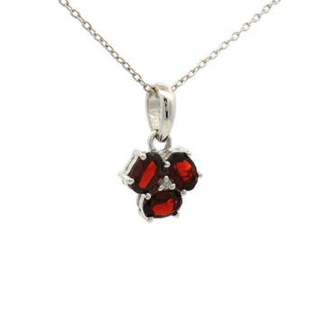 Zonder minimumprijs - Hanger Zilver - 1.53ct. tw. Granaat -