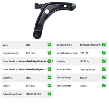 Draagarm Daihatsu Charade 1.33 16V () Van 2011-05 tot  - Aut, Verzenden, Nieuw, Daihatsu