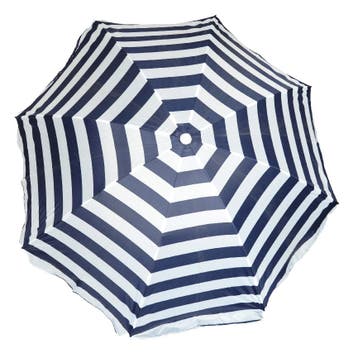 Strandparasol navy blue stripes 180 cm, Verzenden, Nieuw