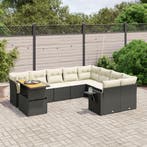 vidaXL 10-delige Loungeset met kussens poly rattan zwart, Verzenden, Nieuw, Rotan, Loungeset