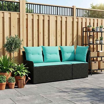 vidaXL 2 st Tuinstoel met Armleuning en Hoekbank PE Rattan, Verzenden, Nieuw, Rotan, 2 zitplaatsen