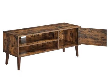TV Meubel 120 cm – Lowboard met Deuren en Open Vakken, Retro, Huis en Inrichting, Kasten | Televisiemeubels, Verzenden, Nieuw