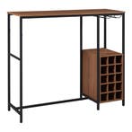Bartafel Trøndelag met wijnrek 120x40x105 cm zwart en walnoo, Huis en Inrichting, Tafels | Statafels, Verzenden, Nieuw
