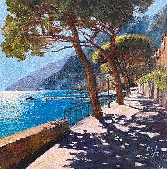 Dido - Passeggiata sul mare - Seaside walk, Antiek en Kunst, Kunst | Schilderijen | Modern