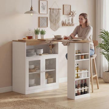 Draaibare Bartafel met Uitschuifbaar Deel en Opbergkast - Wi, Verzenden, Nieuw