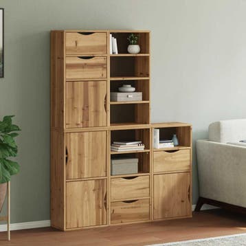vidaXL Bijzetkasten 5 st ODDA 40x24x79 cm massief, Verzenden, Nieuw, Grenenhout