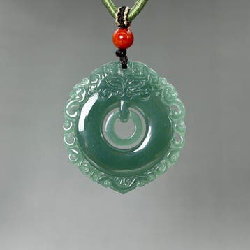 Snijwerk, Natural Jade Pendant - 48 mm - Gecertificeerde